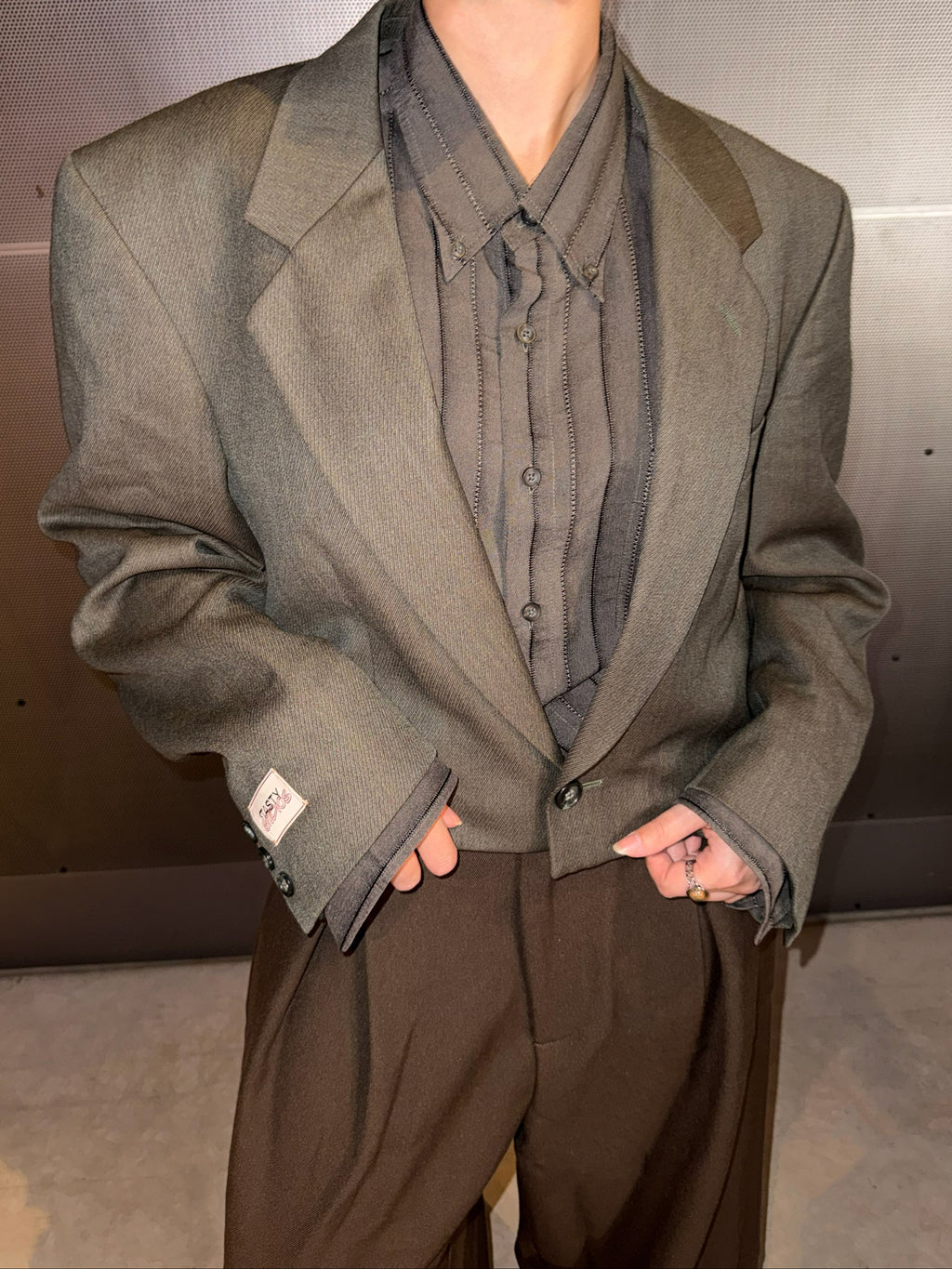 Upcycled Blazer Olive Grey