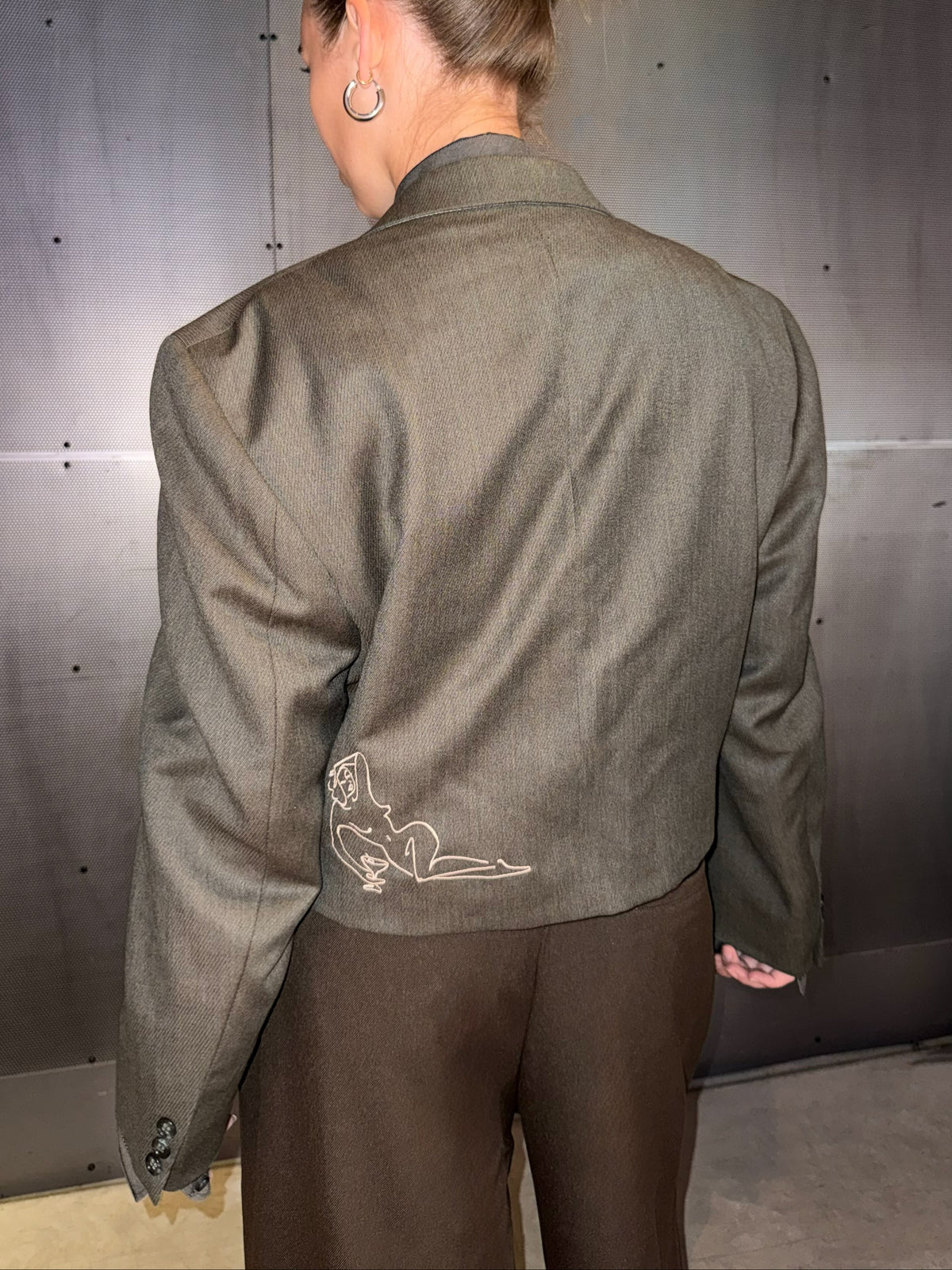 Upcycled Blazer Olive Grey