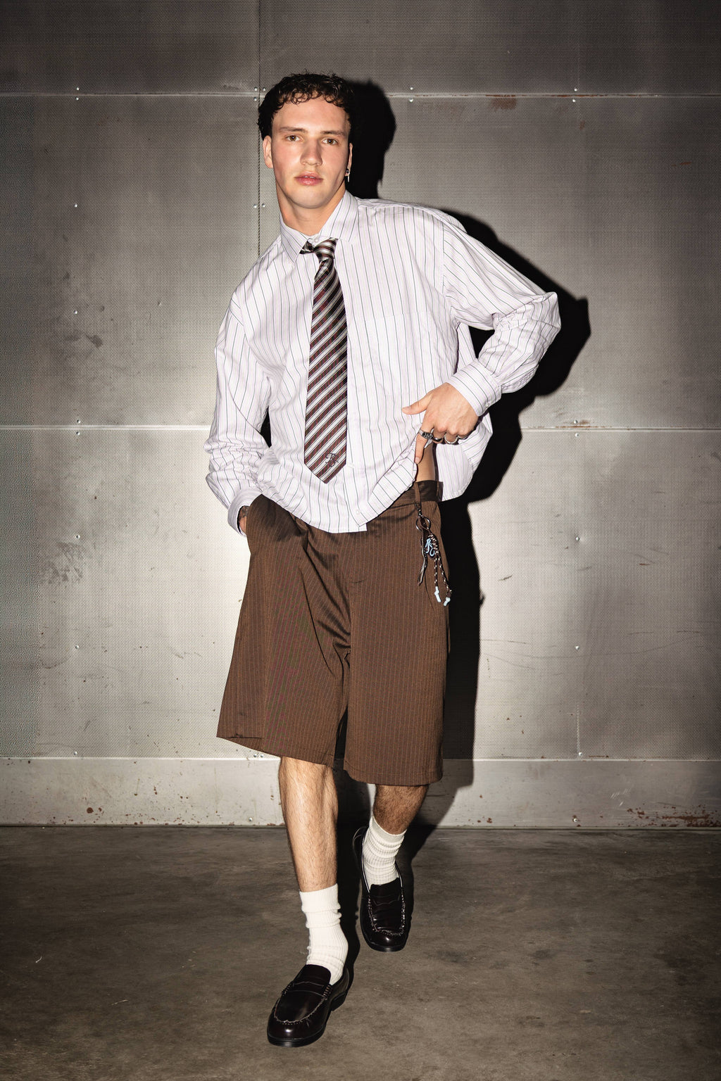 Pinstripe Bermuda Brown