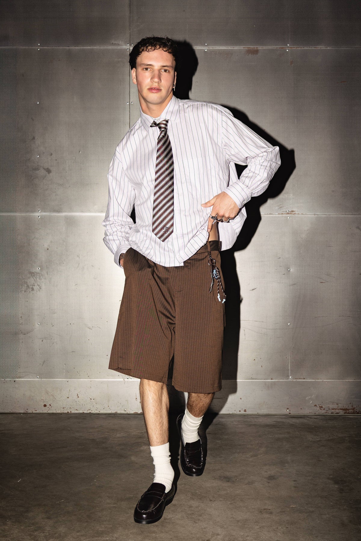 Pinstripe Bermuda Brown