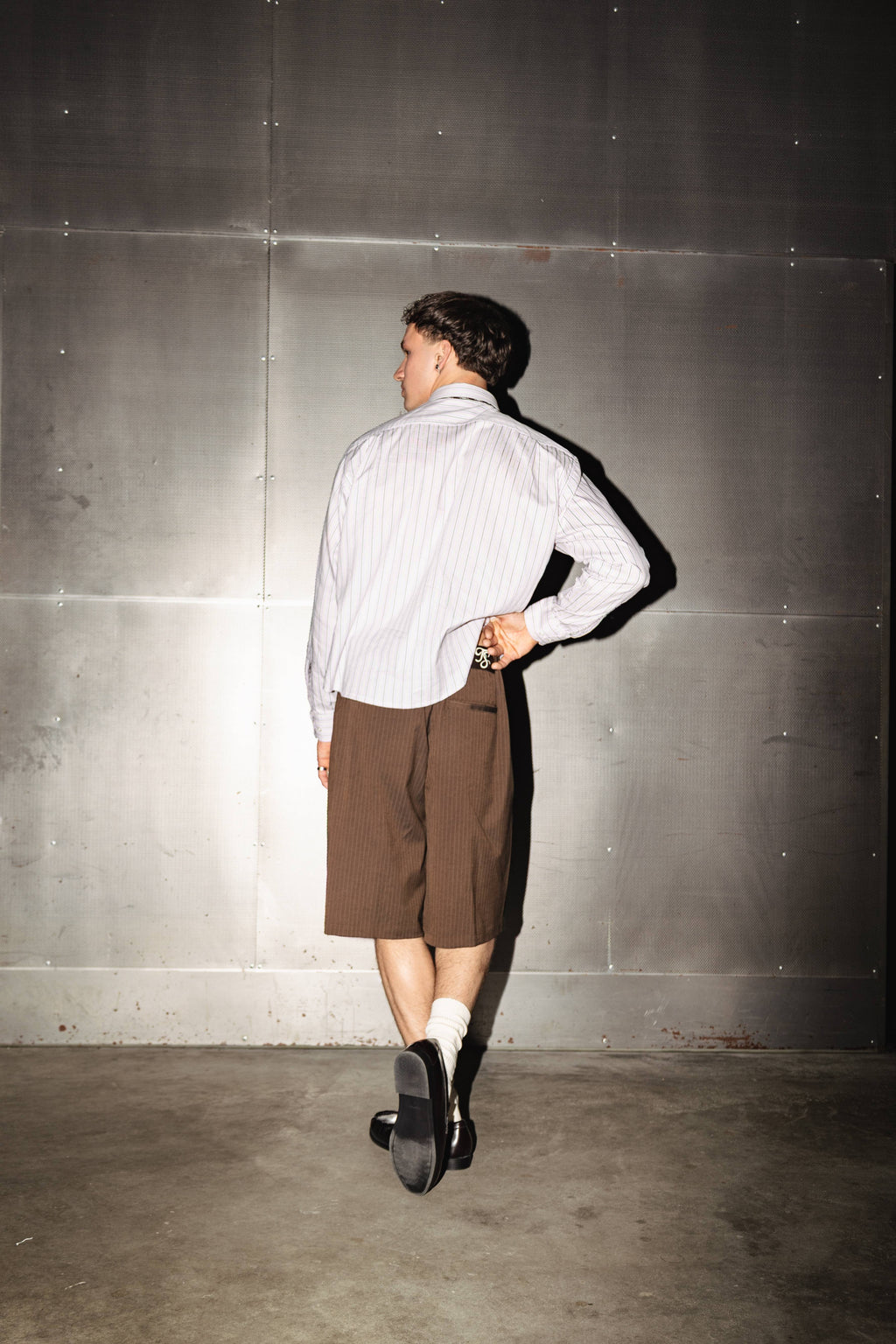 Pinstripe Bermuda Brown